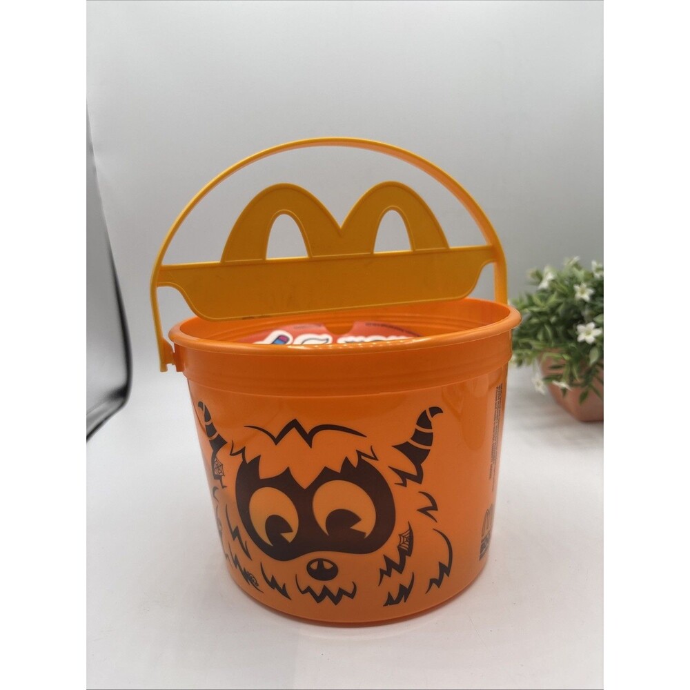2024 McDonald's Halloween Orange Monster Bucket Pail w handle Preown Collectable